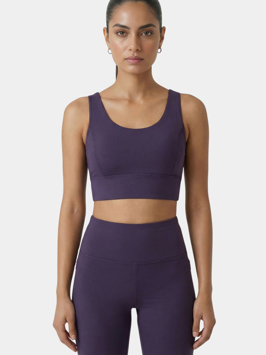 Enamor Women Sleeveless Crew Neck Crop Length Pull On Sports Bra - A206