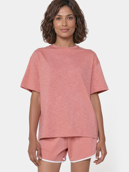Enamor Oversized Drop Shoulder T-Shirt Pure Cotton Slub Oversized Fit - E312