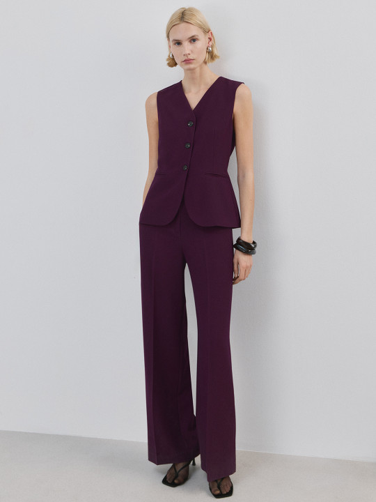 MANGO V-Neck Suit Style Basic Jumpsuit