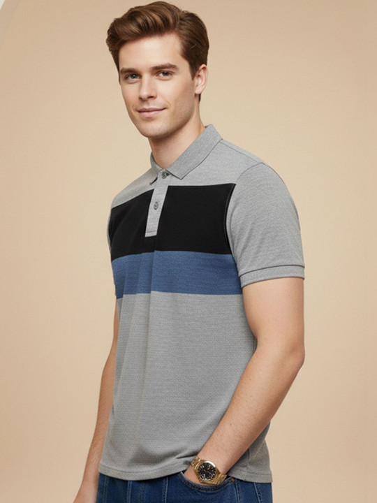 OPERATIVE Men Striped Polo Collar T-shirt