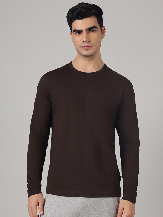 Van Heusen Innerwear Men Solid Regular Fit Round Neck Full Sleeves Lounge Tshirt