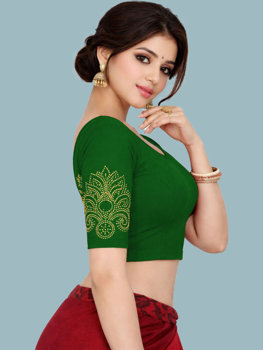 PU FASHION Embellished Beads and Stones Saree Blouse