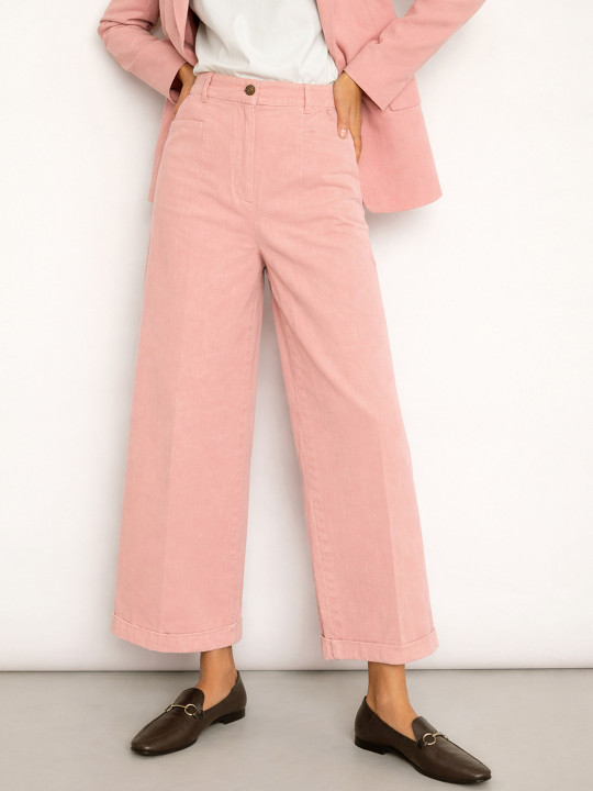 SASSAFRAS Women High-Rise Pleated Zip Trousers