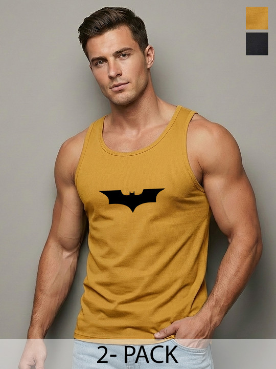 Unicus Apparel Pack Of 2 Printed Round Neck Sleeveless Gym Vests