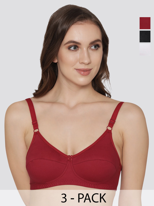 K LINGERIE Pack of 3 Manvi Wirefree Cotton Everyday Bra