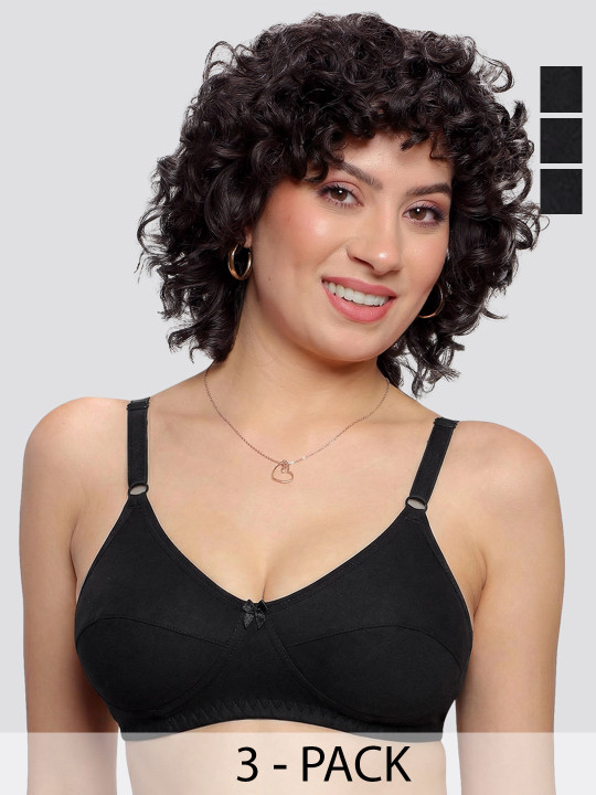 K LINGERIE Pack of 3 Manvi Wirefree Cotton Everyday Bra