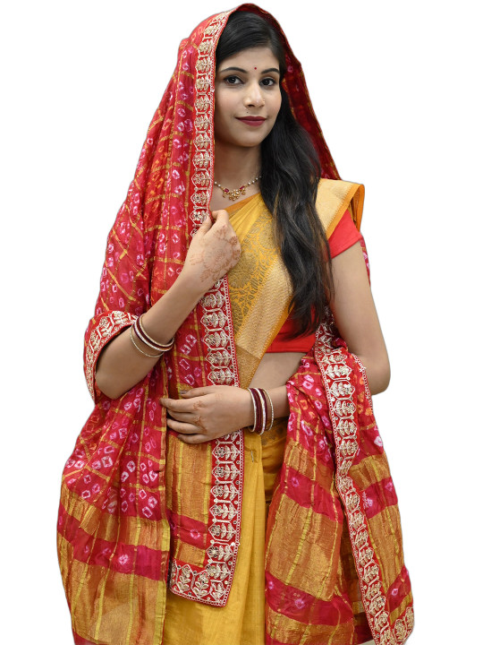 Ranisatiya creation Bandhani Printed Sequinned Dupatta