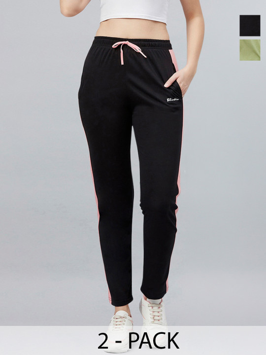 Blinkin Women Pack Of 2 High-Rise Colour-BlockedTrackPants