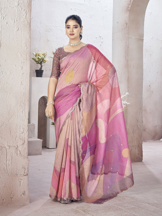 TASRIKA Mirror Work Tissue Saree