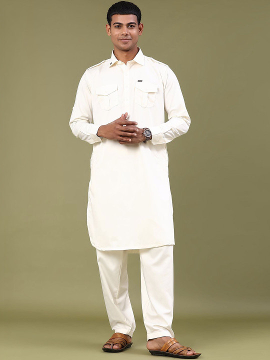 V-Mart Men Regular Pure Cotton Kurta with Churidar