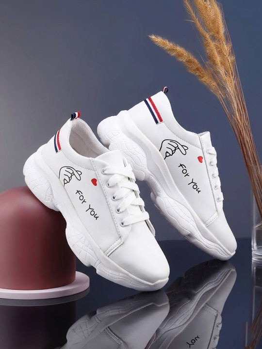 Longwalk Women White Printed Sneakers
