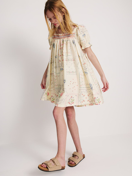 Marks & Spencer Pure Cotton Puff Sleeve Floral Mini Dress