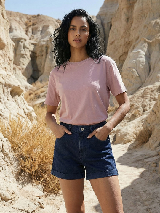 Roadster The Lifestyle Co Cotton Round Neck Oversized T-shirt