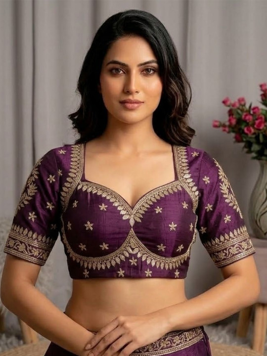 VRAGI Cotton Blend Printed Saree Blouse