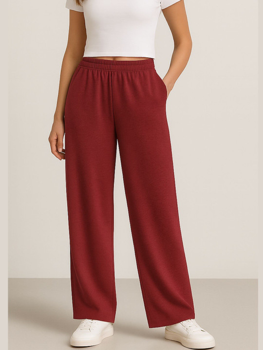 Raxedo Women Relaxed Fit Cotton Lower Elastic Waist Casual Activewear Trousers
