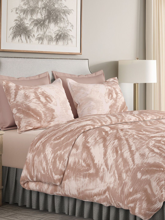 SANSAAR A DDECOR BRAND LIVE CONSCIOUSLY Pink Self Design Cotton 3 Piece Double King Superfine Bedding Set
