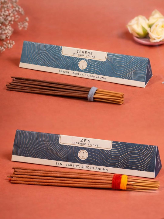Nirmalaya Set of 2 Serene & Zen Organic Dhoop Sticks With Stands