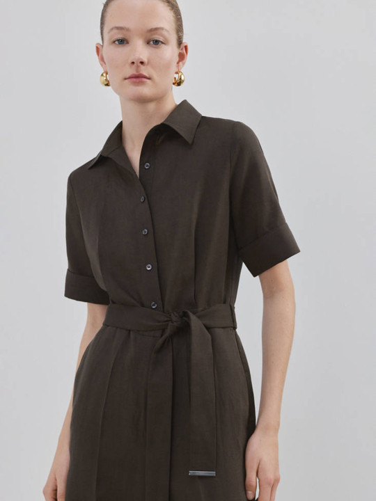 MANGO Shirt Collar Basic Jumpsuit