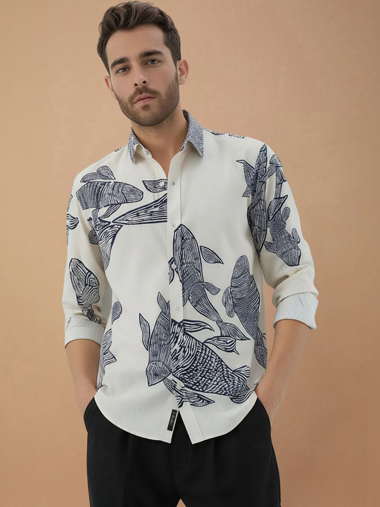 SZN Men Standard Sheer Casual Shirt