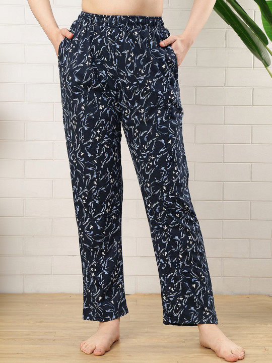 ETC Pack Of 2 Printed Mid-Rise Straight Cotton Lounge Pants