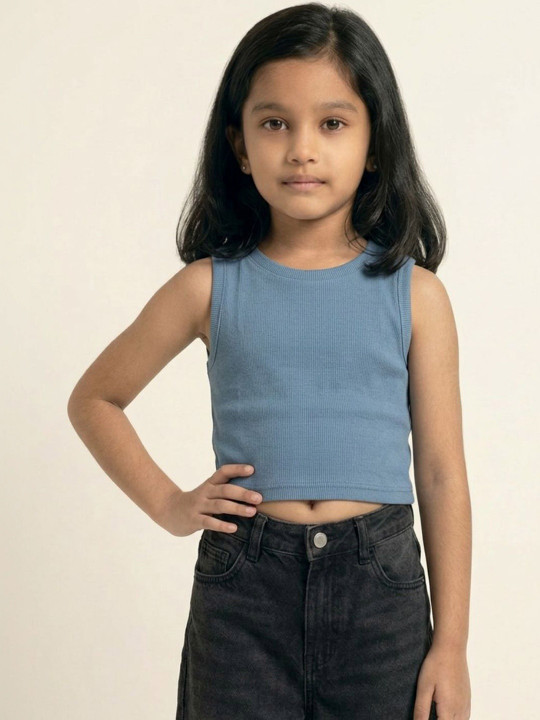 YK Girls Cotton Round Neck Tank Top