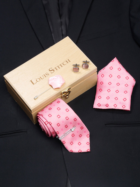 LOUIS STITCH Italian Silk Necktie Accessory Gift Set