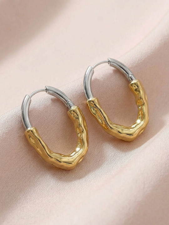 Nishani Women 925 Silver Dual-Tone Hoops