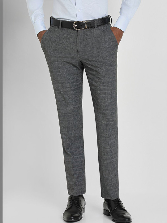 Allen Solly Sport Men Grey Check Formal Trousers