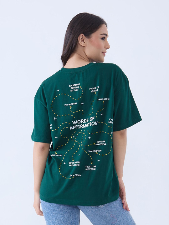 DKY Women Typography Printed Drop-Shoulder Sleeves T-shirt