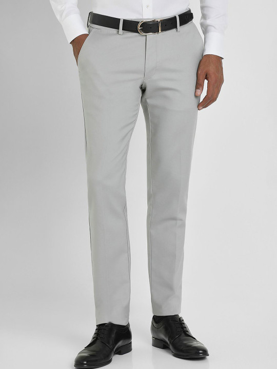 Allen Solly Sport Men Grey Solid Formal Trousers