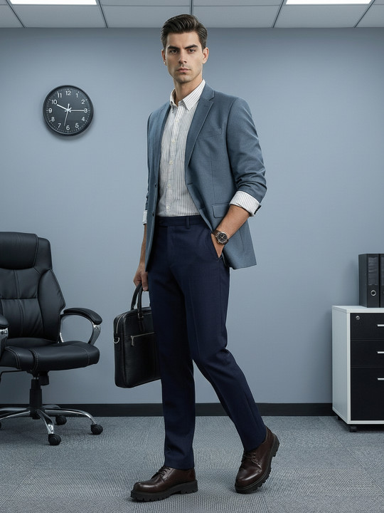 INVICTUS Men Slim Fit Checked Formal Trousers