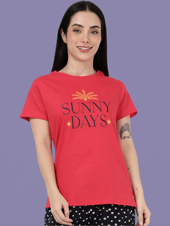 Kryptic Printed Cotton Round Neck Lounge T-shirts