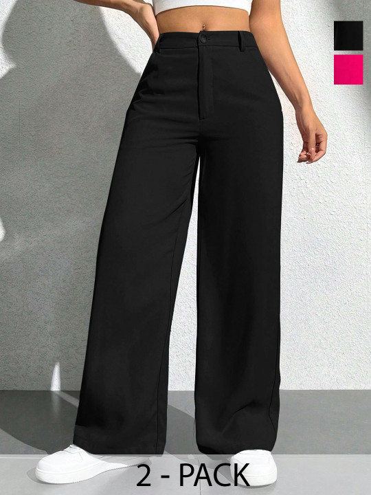 CREZYVEZY Women Straight Fit High-Rise Non Iron Trousers