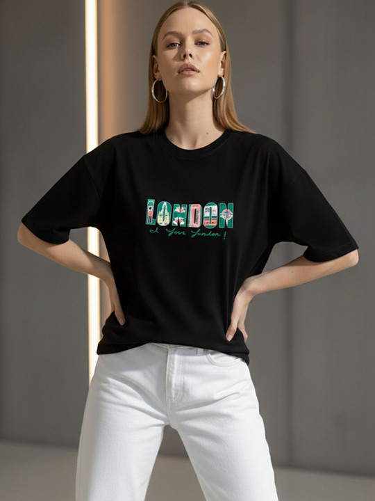 COLORCART Women Graphic Printed Oversized T-shirt