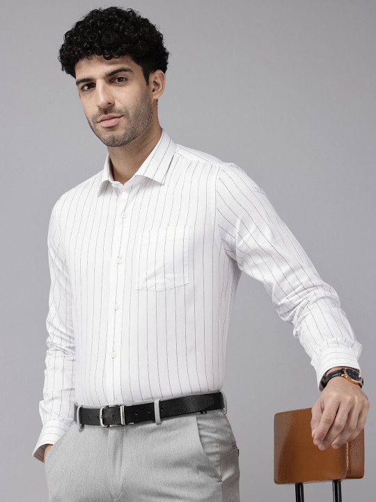 Blackberrys Pure Cotton Slim Fit Striped Formal Shirt