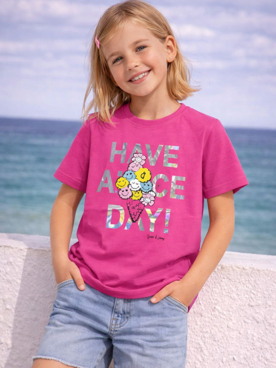 Gini and Jony Girls Printed Cotton Round Neck T-shirt
