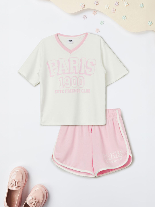 max Girls Printed T-shirt with Shorts