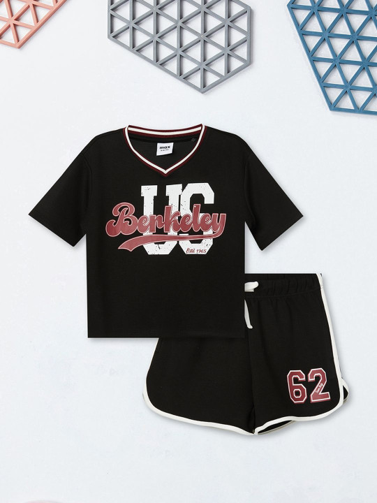 max Girls Printed T-shirt with Shorts