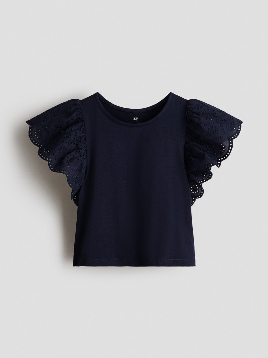 H&M Flutter-Sleeved Broderie Anglaise Top