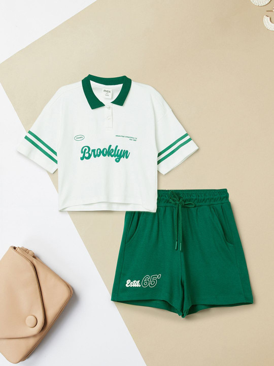 max Girls Printed T-shirt with Shorts