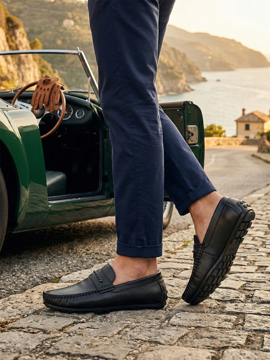 Ajanta Men Textured Lightweight Penny Loafers