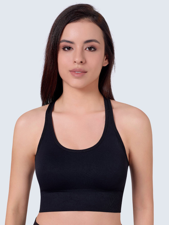 PLUMBURY Full Coverage Removable Padded Rapid-Dry Sports Bra With All Day Comfort