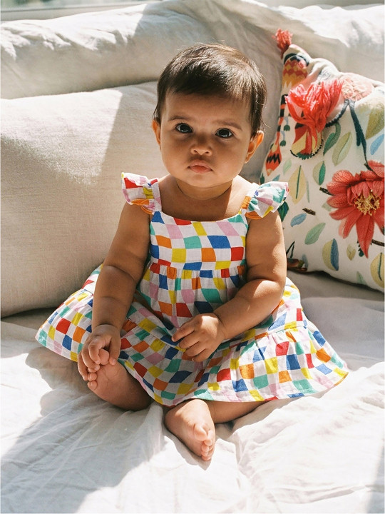 Somersault Print Drop-Waist Dress