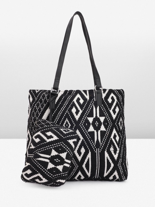HERE&NOW Geometric Printed Structured Tote Bag