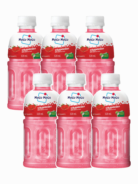 Mogu Mogu Pack Of 6 Strawberry Juice with Nata de Coco Jelly 320ml
