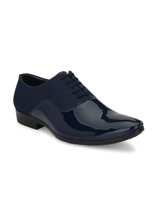 HERE&NOW Men Blue Textured Formal Lace-Up Oxfords Shoes