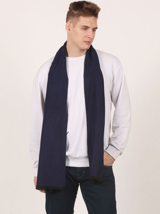 Cazzano Men Colourblocked Mufflers With Fringed Border