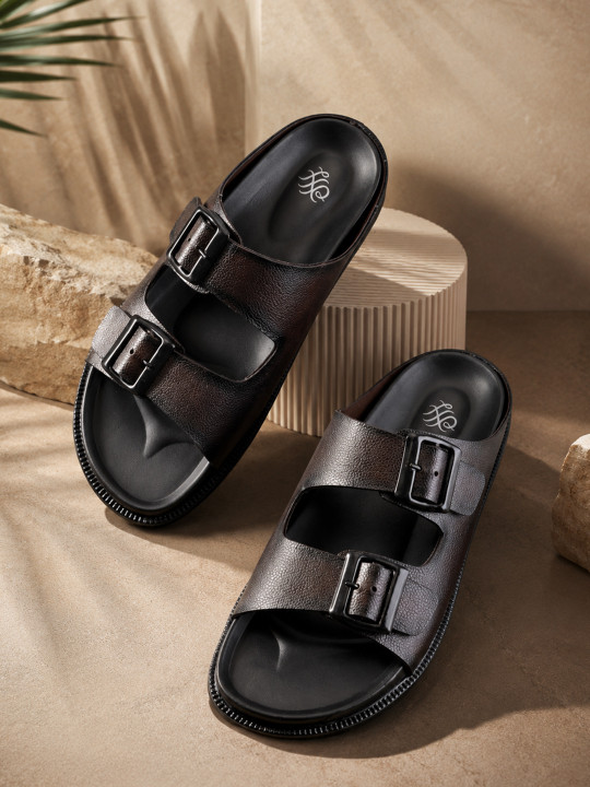 House of Pataudi Men Buckle Comfort Sandals