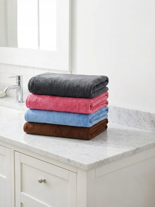 U & U Unique Utilities 4Pcs Grey & Pink 400-GSM Microfiber Hand Towels