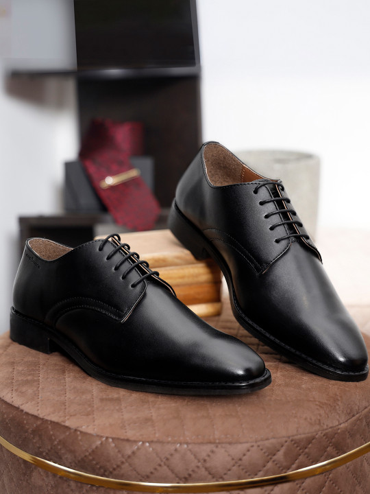 LOUIS STITCH Louis Stitch Men Jet Black Premium Italian Leather Formal Derby Shoes